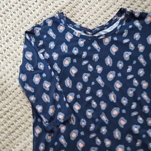 Wonderly Blue and White Long Sleeve Tee with Playful Pattern